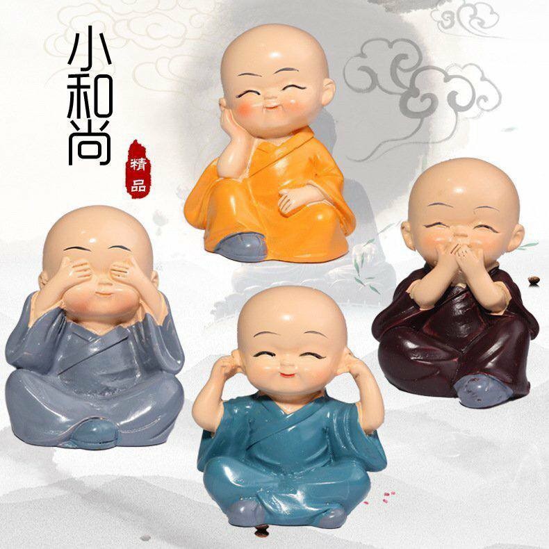 Tượng 4 chú tiểu tứ không, trang trí bàn làm việc, phòng khách, ô 