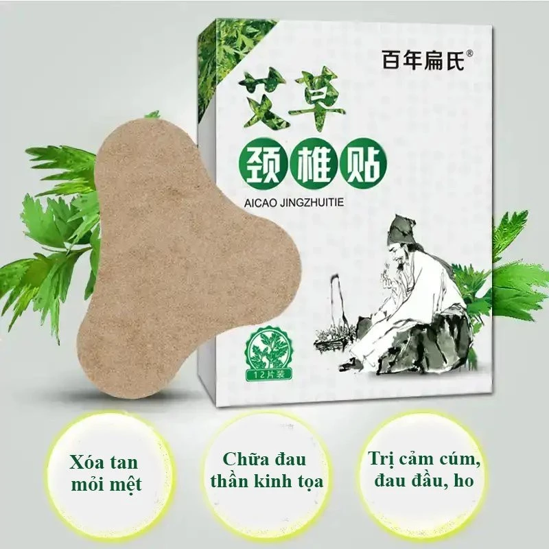Hộp 12 Miếng Cao Dán Ngải Cứu Giảm Đau Cổ Vai Gáy