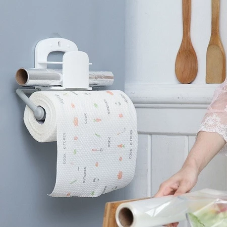 Cuộn khăn lau đa năng nhà bếp hoạ tiết trắng - cuộn 40 khăn