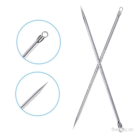 Cây nặn mụn 2 đầu - que nặn mụn cao cấp inox (có bao đi kèm)