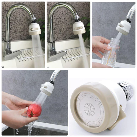 Đầu Vòi Tăng Áp Lực Nước Nối Vòi Rửa Chén Bát Xoay 360 Độ 2 Chế Độ