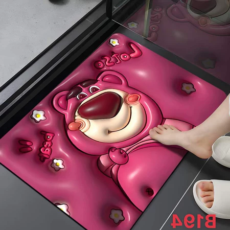 THẢM LAU CHÂN GẤU DÂU LOSTO , THẢM CHÙI CHÂN 3D CHỐNG TRƠN TRƯỢT SIÊU THẤM NHÀ TẮM , NHÀ BẾP 40x60CM