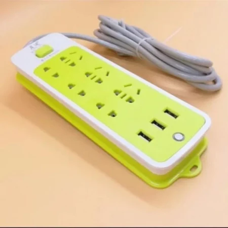 Ổ Cắm Điện Xanh USB Đa Năng Cao Cấp Chống Giật Dây Dài, 6 phích cắm 3 Cổng USB Công Suất 2500W